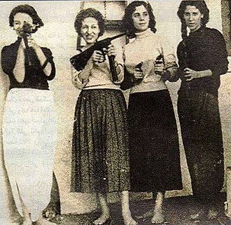 Lakhdari, Drif, Bouhired and Bouali. Female Algerian guerrillas of the Algerian War of Independence, c. 1956.
