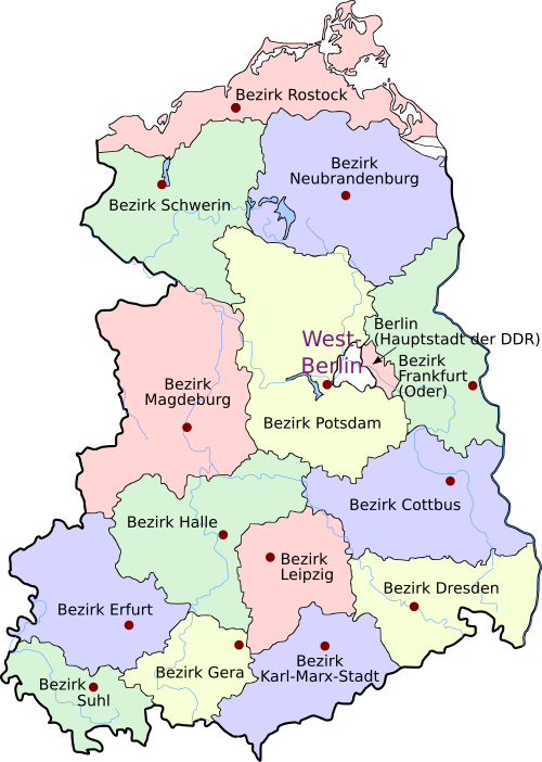 Districts (Bezirke) of the GDR