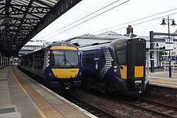 A Class 170 on the left and a Class 385 on the right