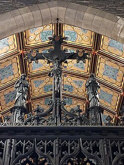 Rood screen and chancel ceiling at the Anglo-Catholic Church of the Good Shepherd in Rosemont, Pennsylvania