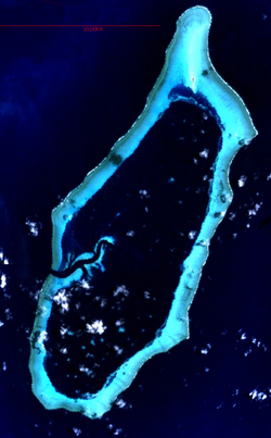 An enlargeable satellite image of Helen Reef in Palau