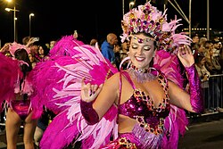 A dancer in the Carnival of Madeira, in Funchal, Portugal