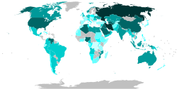 Countries by natural gas proven reserves, based on data from The World Factbook, 2014