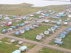 Utqiaġvik (Browerville neighborhood near Eben Hopson Middle School shown), known colloquially for many years by the nickname "Top of the World", is the northernmost city in the United States.