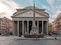 The Pantheon in Rome, a Roman temple originally built under Augustus, later converted into a Catholic church in the 7th century[527]