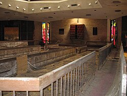 Interior of the Beth Israel Congregation sanctuary after dewatering