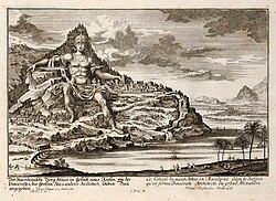 Imaginary view of the Alexander monument, proposed by Dinocrates; engraving by Johann Bernhard Fischer von Erlach, 1725