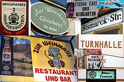 Examples of German language on signs in Namibia