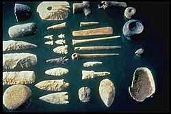 A variety of stone tools