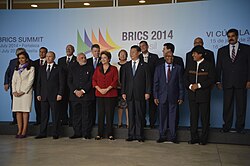 Cristina Kirchner alongside the members of BRICS and Union of South American Nations in 2014