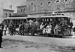 The first cable car service in Melbourne, 1885. Melbourne operated one of the largest cable car networks in the world.
