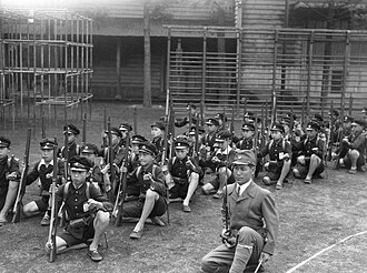 Elementary school students were given military drills, May 1942.