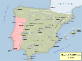 Peninsular Spain, showing Castile and Aragon
