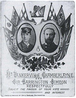 Poster (believed to be for 1895 UK General election) of Tankerville Chamberlayne (left) and Barrington Simeon