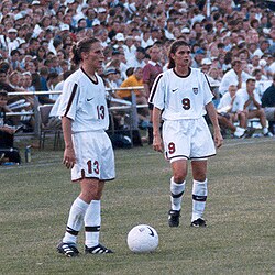 Kristine Lilly (left) and Mia Hamm