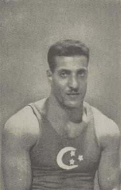 Egyptian weightlifter El-Sayed Nosseir, winner of the gold medal in the light heavyweight class at the 1928 Summer Olympics in Amsterdam. He is the first Egyptian to win an Olympic gold medal in the history of the Olympic Games.