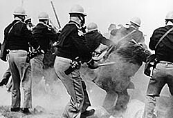 Police attack nonviolent marchers on "Bloody Sunday", the first day of the Selma to Montgomery marches.