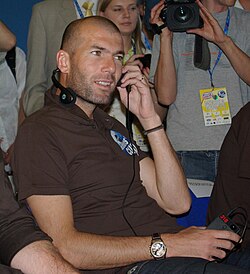 Zidane at the Danone Nations Cup, 2008. A football tournament involving 2.5 million children from over 11,000 clubs from around the globe, Zidane is its ambassador.