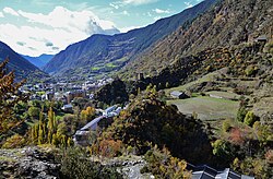 The town of Encamp, as seen from the Vall dels Cortals