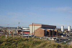 Pittodrie Stadium viewed from Broad Hill