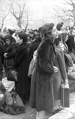 A young woman weeps during the deportation of Jews of Ioannina (Greece) on 25 March 1944.