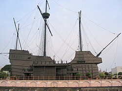 Replica of a Portuguese carrack at the Maritime Museum of Malacca, made in reference to the Flor do Mar