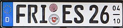 Seasonal number plate, here valid from 1 April to 31 October of each year