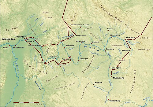 Movements of the Prussian Army near the Main river (in German)