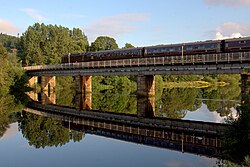 The Royal Scotsman crossing the bridge at Perth