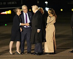Cooper greeting US president Donald Trump and first lady Melania Trump in September 2025.