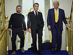 Zelenskyy with French President Emmanuel Macron and U.S. President-elect Donald Trump in Paris on 7 December 2024