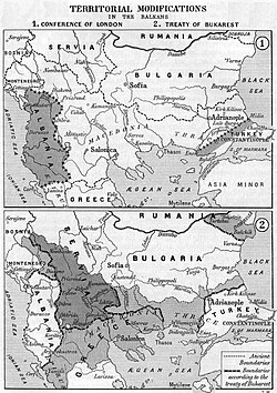 Territorial changes following the two Balkan Wars.