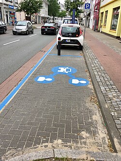Car sharing parking street markings in Bremen, Germany.