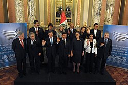 Heads of State at the 5th UNASUR Meeting in Lima, in Peru.