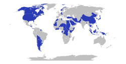 Countries that boycotted the 1980 Summer Olympics (shaded blue)