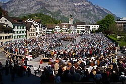 A Landsgemeinde (in 2009) of the canton of Glarus, an example of direct democracy in Switzerland