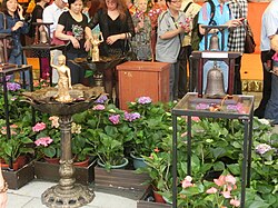 Buddha's Birthday celebration of bathing baby Buddha statues