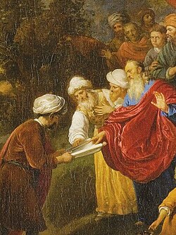 Zerubbabel and Cyrus (1650s) by Jacob van Loo; the Jewish governor Zerubbabel shows the Persian king Cyrus the Great the plan for a rebuilt Jerusalem