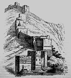 The ramparts of Antioch climbing Mons Silpius during the Crusades (lower left on the map, above left)