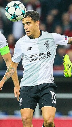 Coutinho playing for Liverpool in 2017