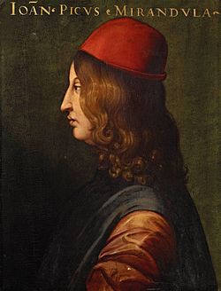 Giovanni Pico della Mirandola, writer of the famous Oration on the Dignity of Man, which has been called the "Manifesto of the Renaissance"[62]