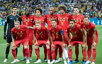 Traditional red home jersey during the 2018 World Cup where the team finished third.