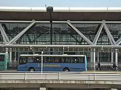 Buses at the departures level