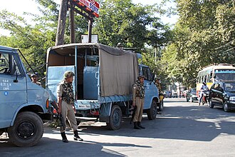 Indian soldiers on the streets of Kashmir during the 2016 unrests