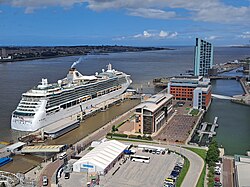 The Liverpool Cruise Terminal and surrounding office and residential developments, part of the Liverpool Waters megaproject