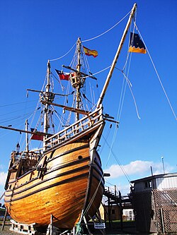 Nao Victoria, the replica of the first ship to pass through the Strait of Magellan