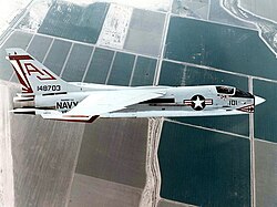 VF-111 F-8H in flight over California, 1970