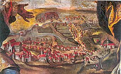 Laupheim 1726 with Großlaupheim Castle on the left and Kleinlaupheim Castle at the top