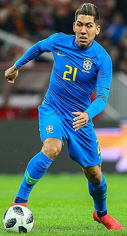 Firmino (pictured in 2018) is known for his creativity, link-up play, goalscoring and workrate.