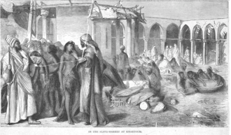 A slave market in Khartoum, c. 1876